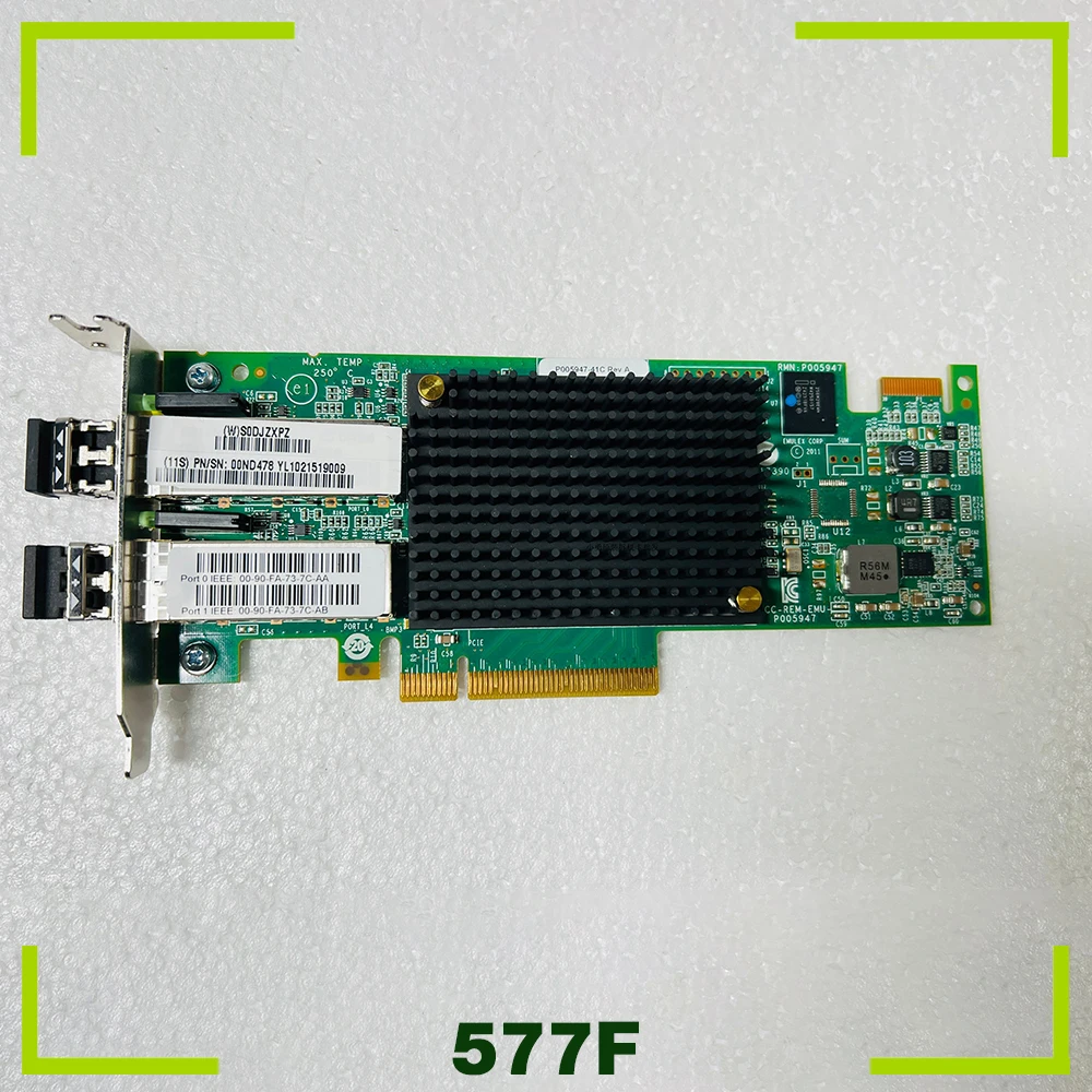

Оригинальный для IBM 577F 00ND478 двухпортовый оптоволоконный блок 16G EN0A 00E3495 00E3496