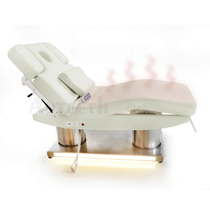 

Luxury 4 Motor Stainless Steel Base Heating Electric Treatment Salon Bed Spa Facial Massage Bed