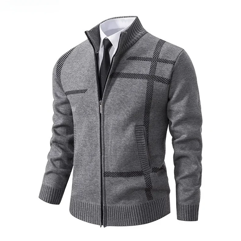 Men's Cardigan Sweater Casual Sweater Jacket Business Casual Men Thickened Warm Standing Collar Cardigan Jacket 4XL Men Sweater