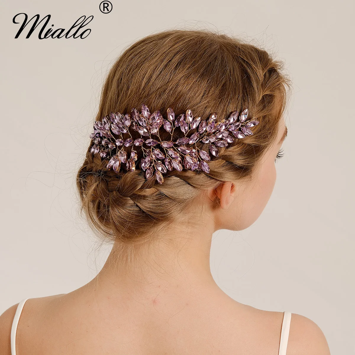 

Purple Lavender Handmade Baroque Crystal Hairband Bridal Wedding Headdress Hairband Wedding Dress Accessories