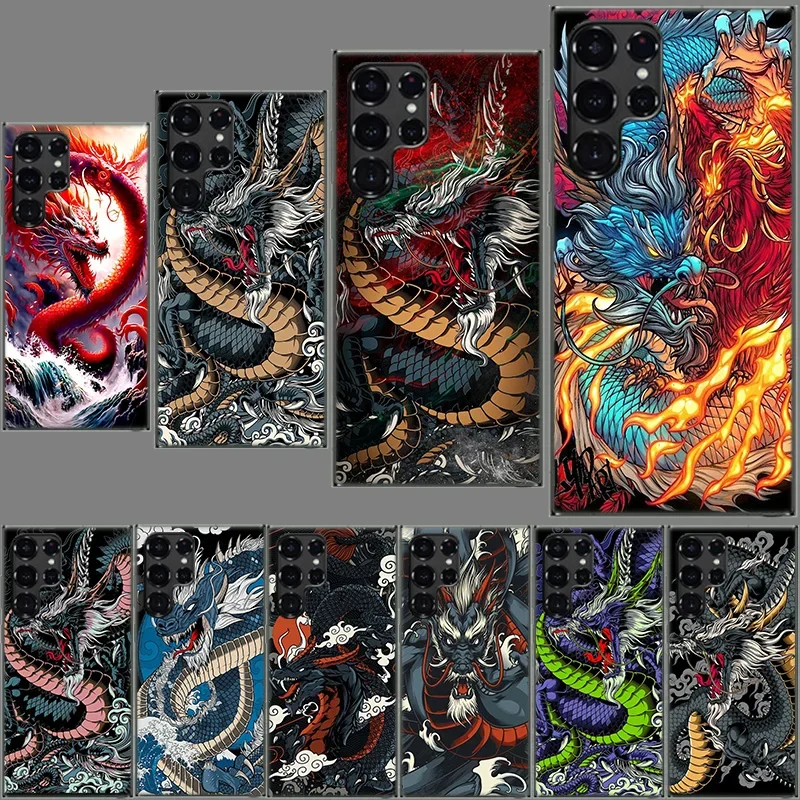 Mighty Dragon Blessing God Cool Clear Case for Samsung Galaxy S24 S23 S22 Ultra S21 S20 FE TPU Capa Phone Cases S10 5G S9 S8 Plu