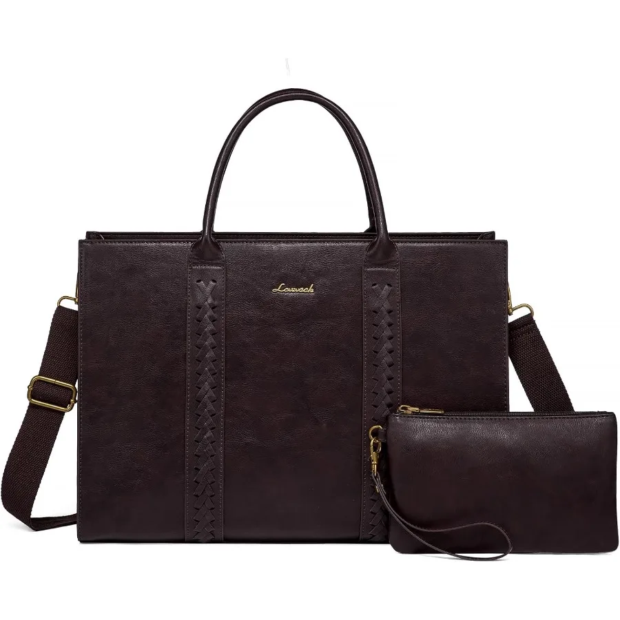 

Винтажная кожаная большая сумка для ноутбука для женщин с водонепроницаемым дизайном. Подходит для ноутбуков 15,6 дюйма. Стильная и прочная деловая офисная сумка.