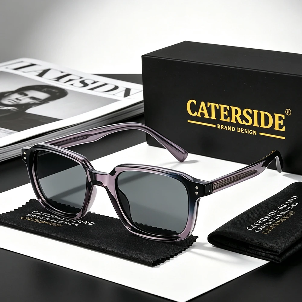 CATERSID Men's Sunglasses Square Frame Cellulose Propionate Temple Tips Sun Glasses Women's Outdoor Travel Driving Glasses UV400