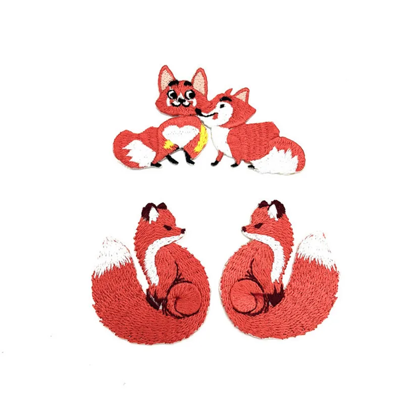 Fox Squirrel Iron Patches For Clothing Kids Embroidery Appliques Parches Termoadhesivos Para Ropat DIY Sweing Accesorios Set