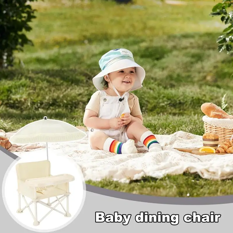 Cadeira de alimentação portátil para crianças, Toddler Booster, Assento de jantar com bandeja parasol, Outdoor Beach Camping Chair, Baby Boys and Girls Go