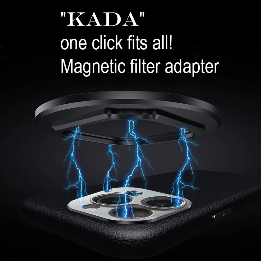 Quick Universal 67mm Filter Magnetic Attractable Leather Phone Case iPhone 15 Pro Max Car Holder for Magsafe Mobile Phone Lens