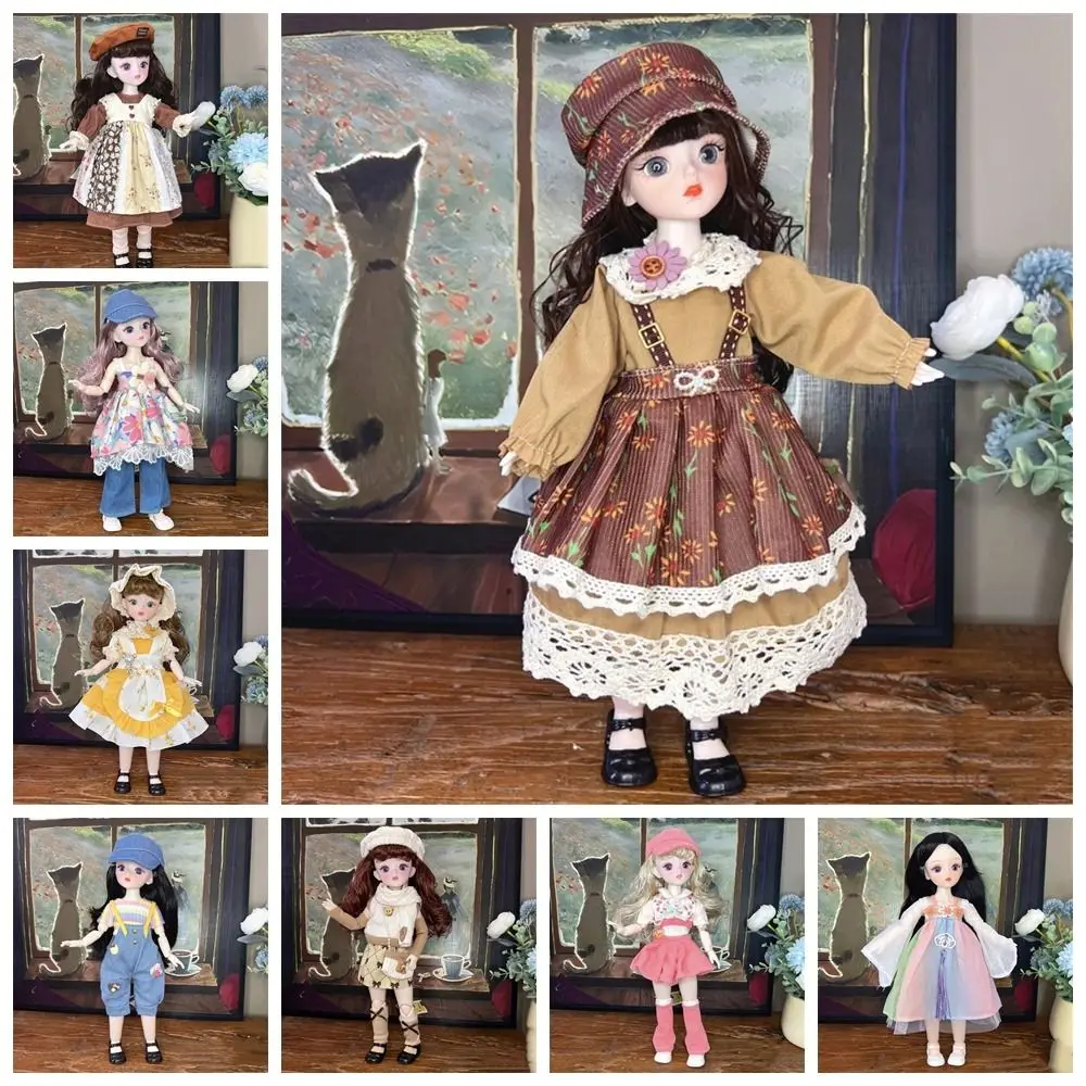 1 Set 1/6 SD 30cm Bjd Doll with Clothes Attractive Eyes Long Hair Dress Up BJD Dolls Multi-style with Wig Make Up