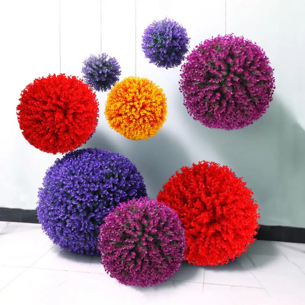 Artificial Grass Ball for Flower Pots Realistic Artificial Grass Ball Durable Fade-resistant Garden Decor with Easy Installation