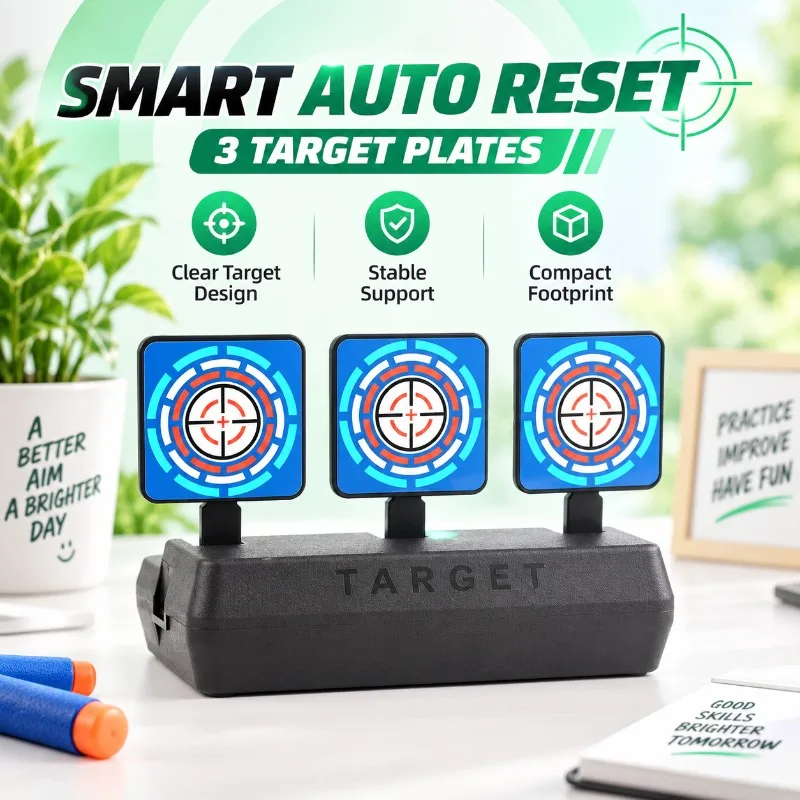 Backyard Recreation Hobby Target Set, 3‑Pieces Auto‑Reset Plastic Practice Accessory for Home Leisure Time