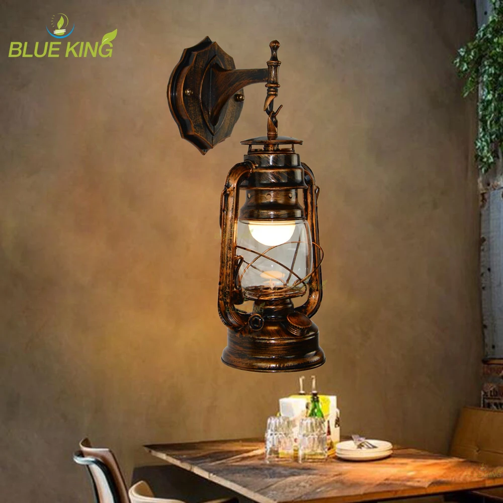 

Vintage Wall Lamp Iron Home Decor glass Wall Lights For Bedroom Bedside Hallway Living Room Industrial Indoor Lighting Fixtures