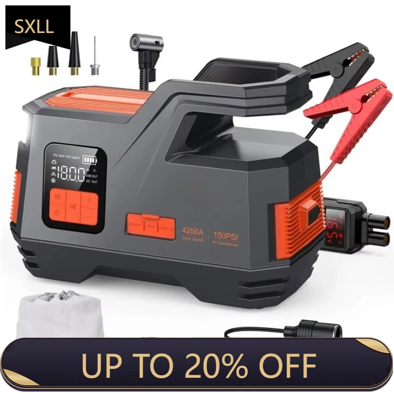 

SXLL Automotive tire air pump and jump starter 12v 4250a jump starter Automotive jump starter and power station