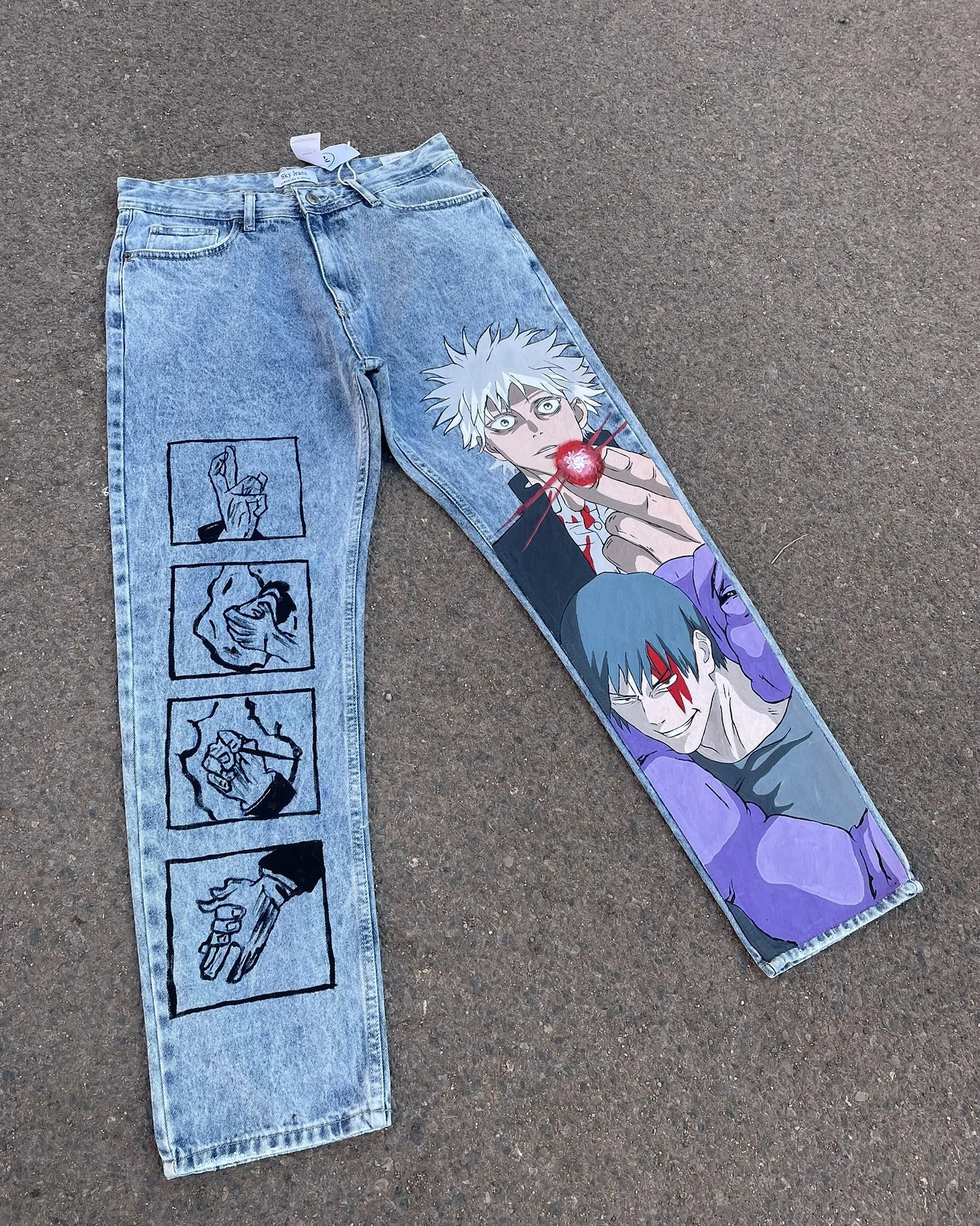 Harajuku Demon Slayer Graphic Wide Leg Jean Fashion Y2k Style Streetwear Blue Denim Mens Jeans Couple High Waist Pants