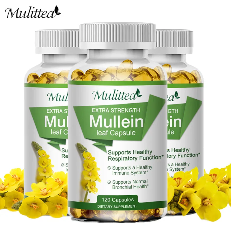 

Mulittea Natural Mullein Leaf Capsules Herbal Supplement for Lung Cleanse Helps Healthy Respiratory Function & Mucous Membranes