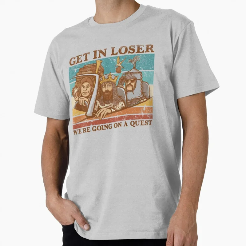 We're Going on a Quest 80s British comedy Monty Python Funny Gift T shirt for men Large size Tops 100% cotton printed clothes view 4