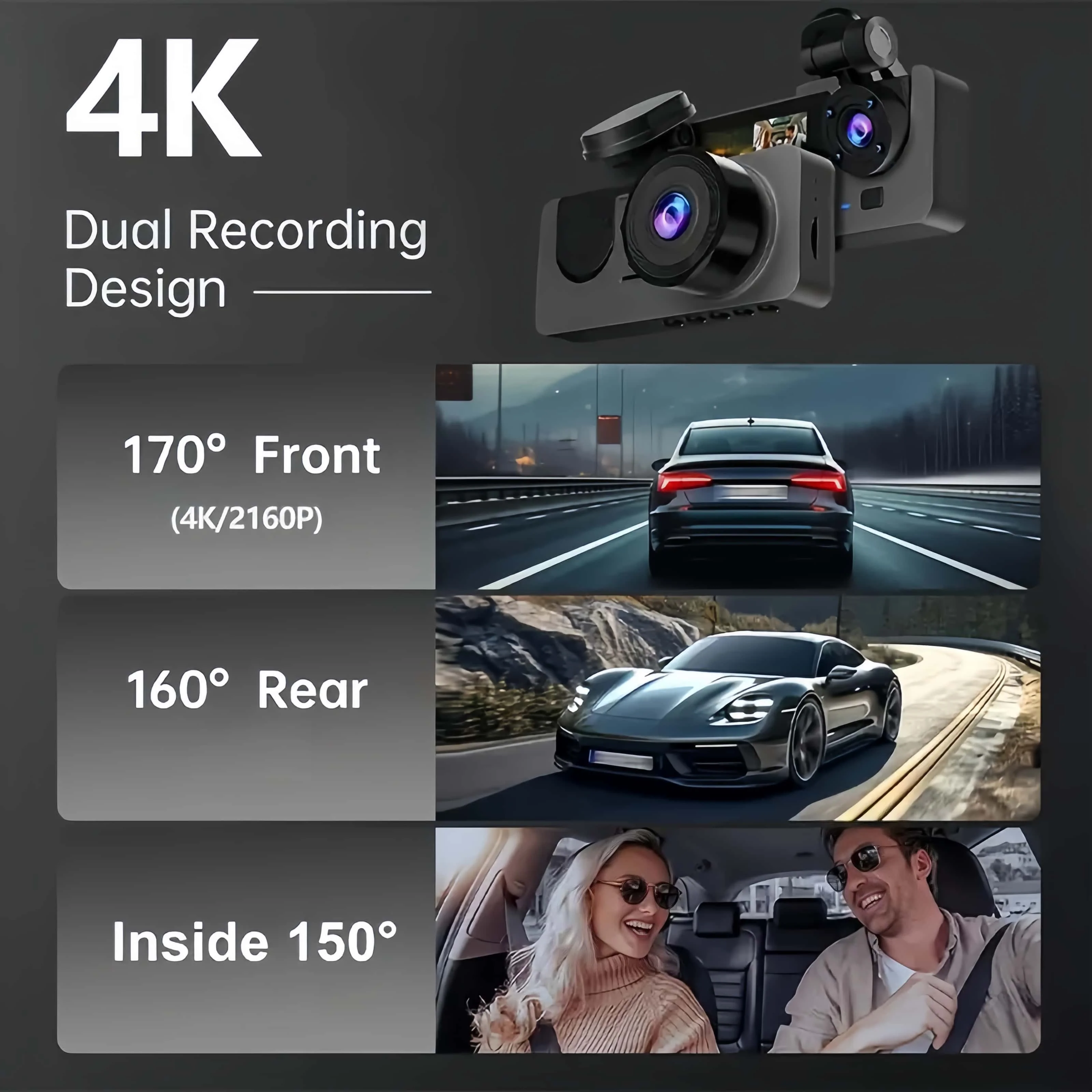 Ultimate Holiday Gift! 4K Triple Camera Dash Cam w/ 2