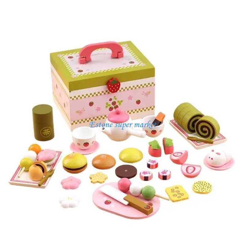090B Kids Kitchen Dessert Cake Playset Toy Tray Cupcake Early Learning