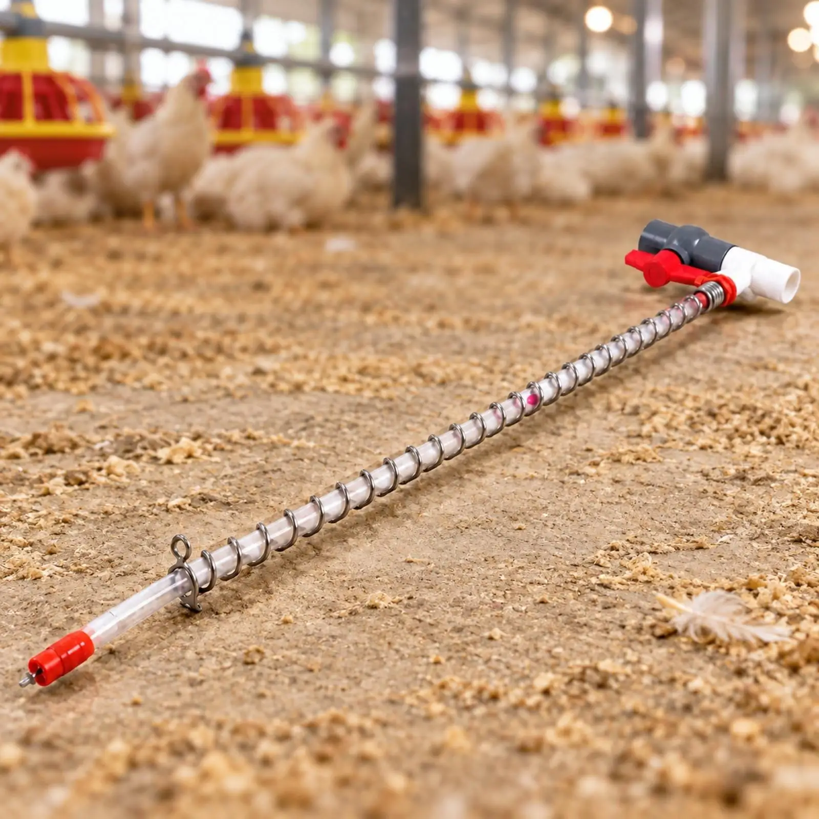 Automatic Fowl Drinker Line End Fitting Poultry Valve Regulator with Coiled Guard Spring for Chicken Farm Watering System