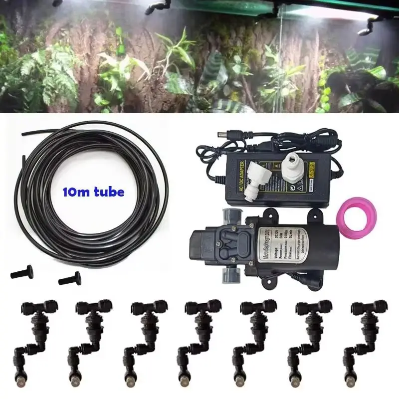 

Reptiles Rainforest Tank Mist Cooling System: 360° Adjustable Sprinkler with Quick-Attach for 1/4'' Tube