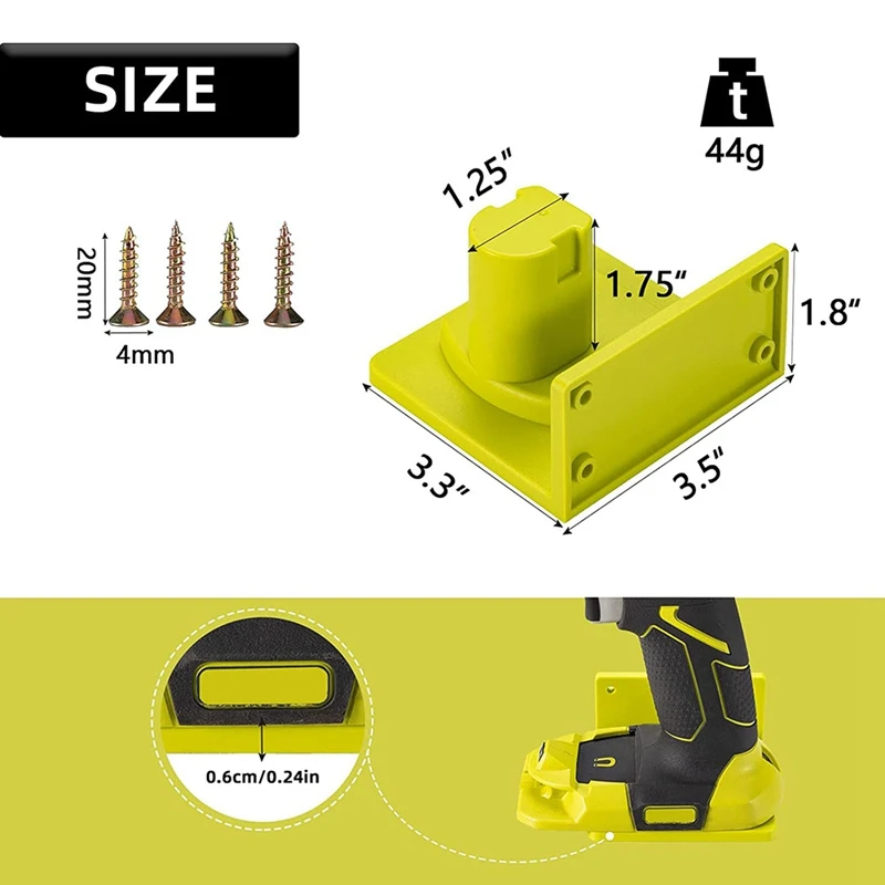 5 Packs Tools Drill Mount Holder, Fit For Ryobi 18V Tool Holder Dock Hanger With 20 Screws