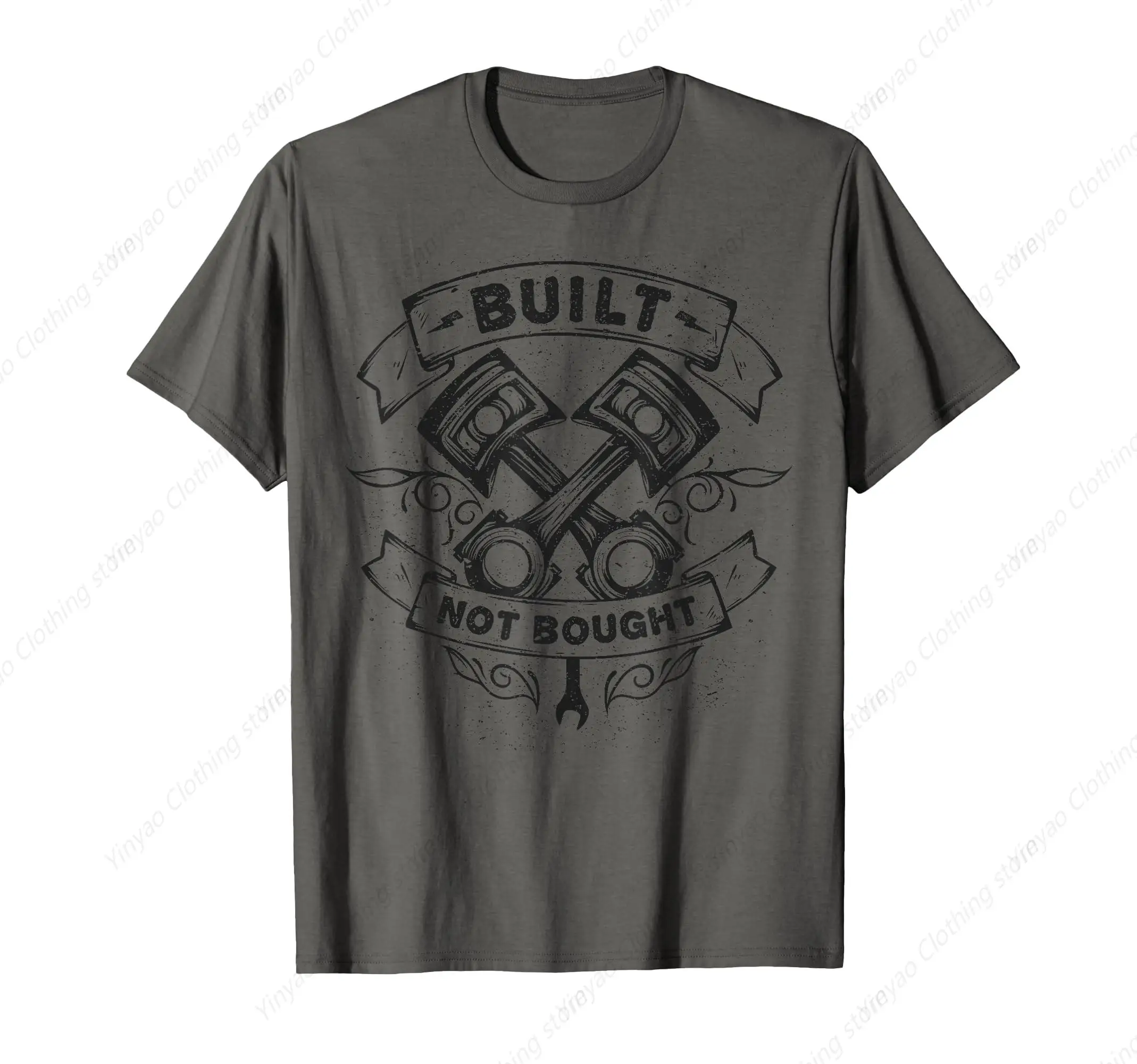 

Homemade Unprocured Pistons Fun Shirt Retro Car Mechanic Men's T-shirt Pure Cotton Casual Breathable Clothes