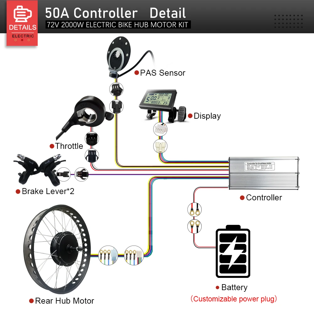 72 فولت 2000 واط الكهربائية الدهون الدراجة عدة 4.0 الإطارات فرش غير والعتاد المحور الخلفي عجلة المحرك التسرب 190 مللي متر ل الثلوج eBike تحويل عدة #4