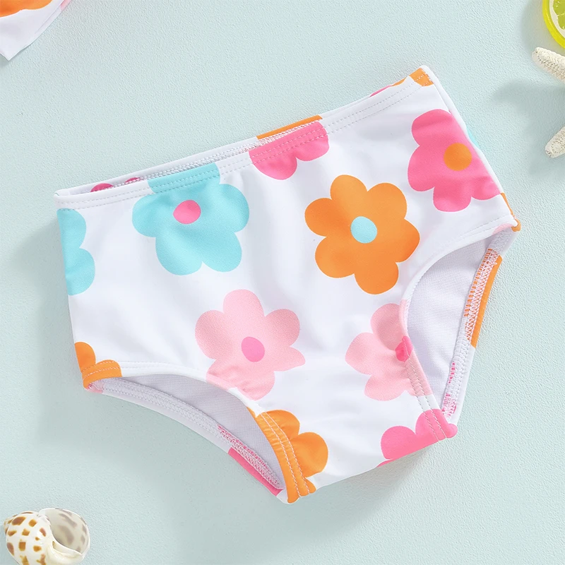 Toddler Girl Bikini Set Baby Kid Summer Swimsuit Bathing Suit Flower Plaid Print Sleeveless Bow Bikini Tops with Short Swimwear