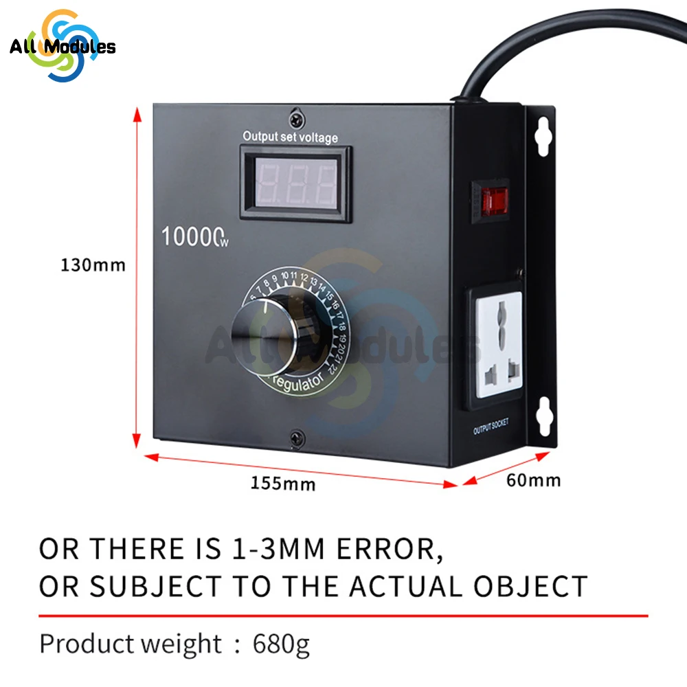 Imagem -03 - Controlador de Velocidade Variável Regulador de Potência de Tensão Scr Apto para Ventilador do Roteador Motor Elétrico Reostato ca 110v 220v 25a 10000w