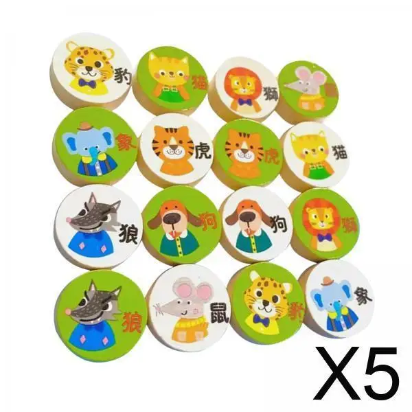 5x16Pcs Animals Chess Pieces for Matching Memory Game Parent Child Interaction