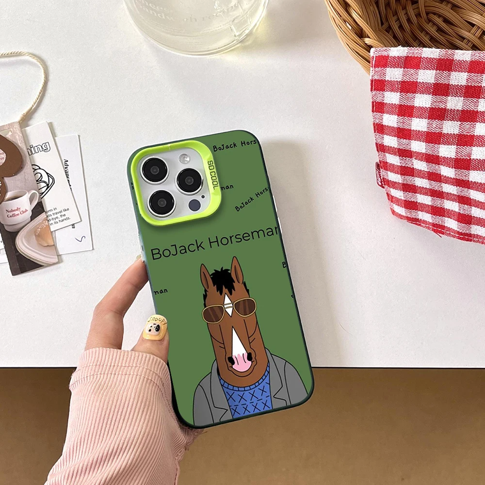 B-Bojack Cartoon H-Horseman Phone Case For iPhone 12 11 13 14 15 16 Max Pro Plus Laser Cover