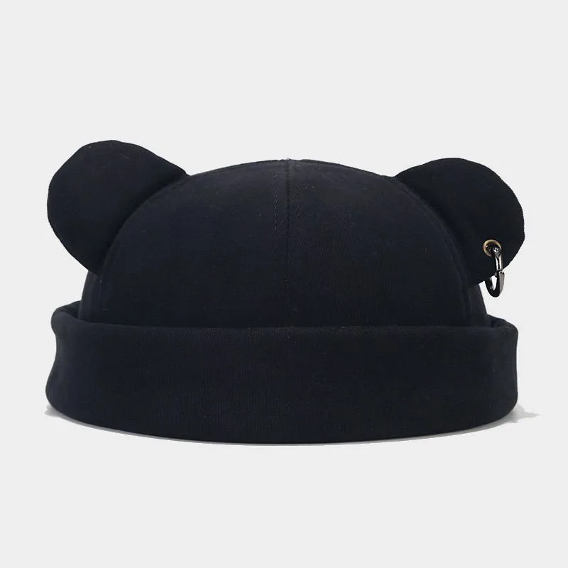 Fall Winter Beanie Hats for Women Men Bear Ear Skull Cap Brimless Cap Adjustable Docker Cap 3