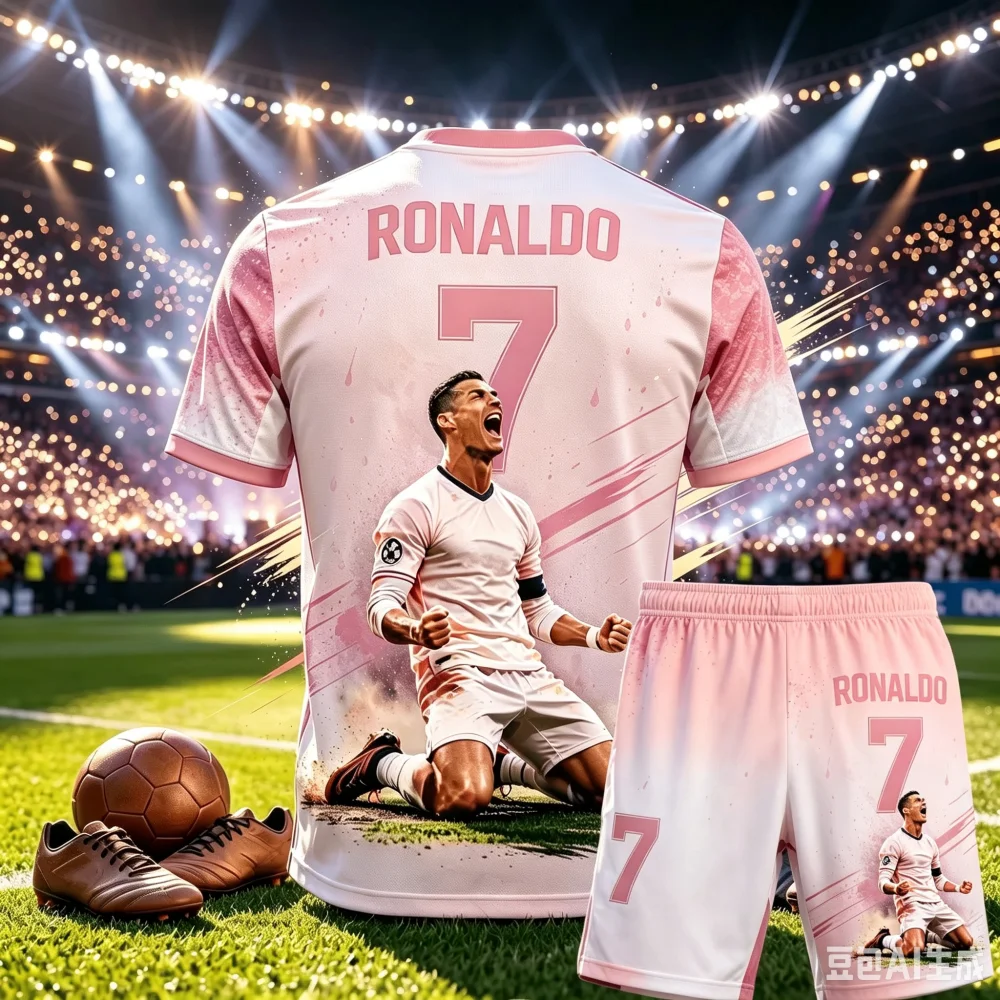CR7 Ronaldo No.7 Theme Soccer Outfit Adult Children 3D Print Jersey Shorts Two Piece Sports Suit For Fans parent-child Clothing