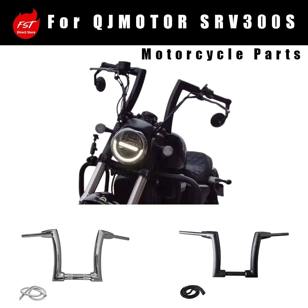Handlebar risers and steering stem clamps for modified QJ SRV 300 motorcycle