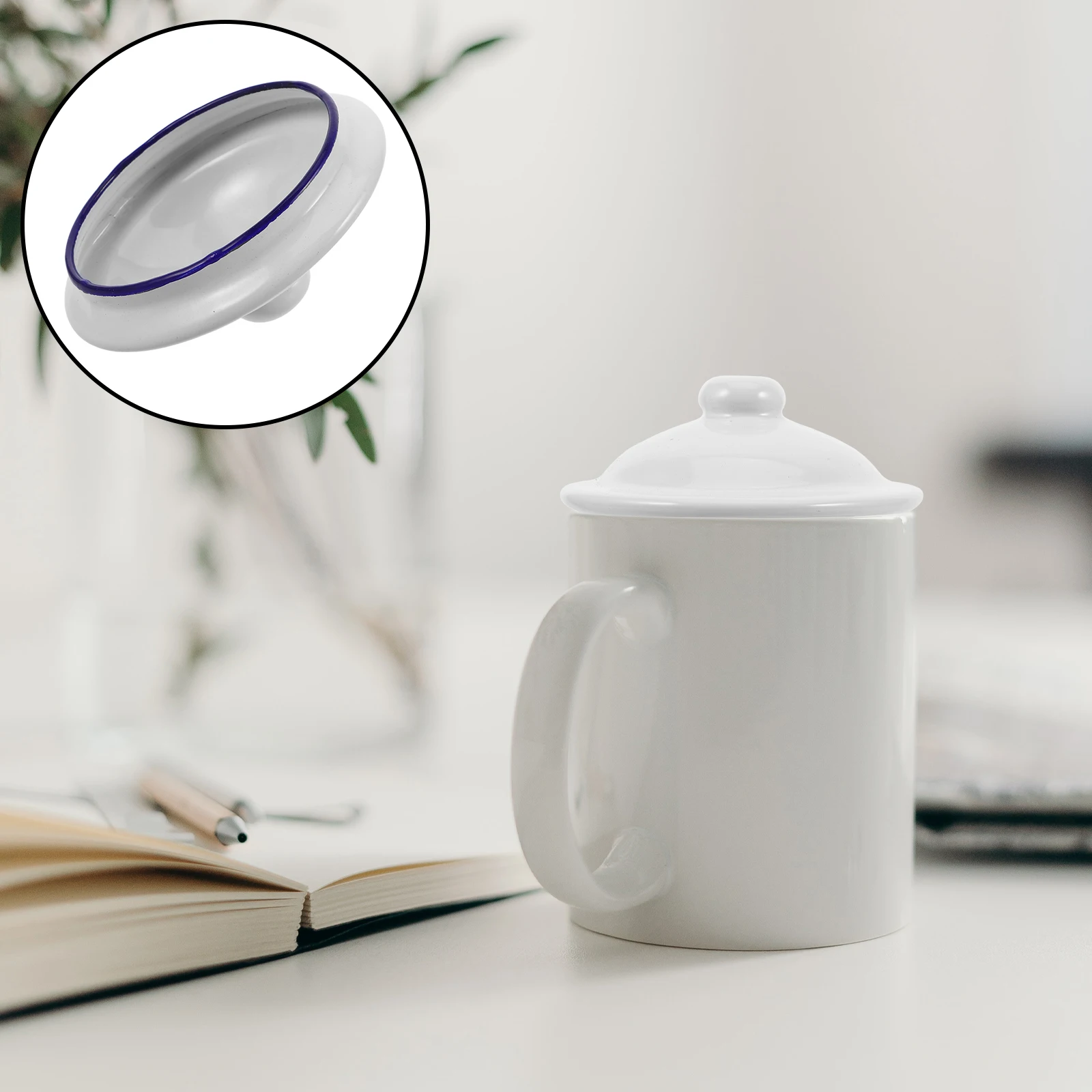 

4 Pcs Enamel Lid Glass Cup Lids Drink Dispenser Mug Covers Coffee Ceramic Teapot Replacement Automatic Top