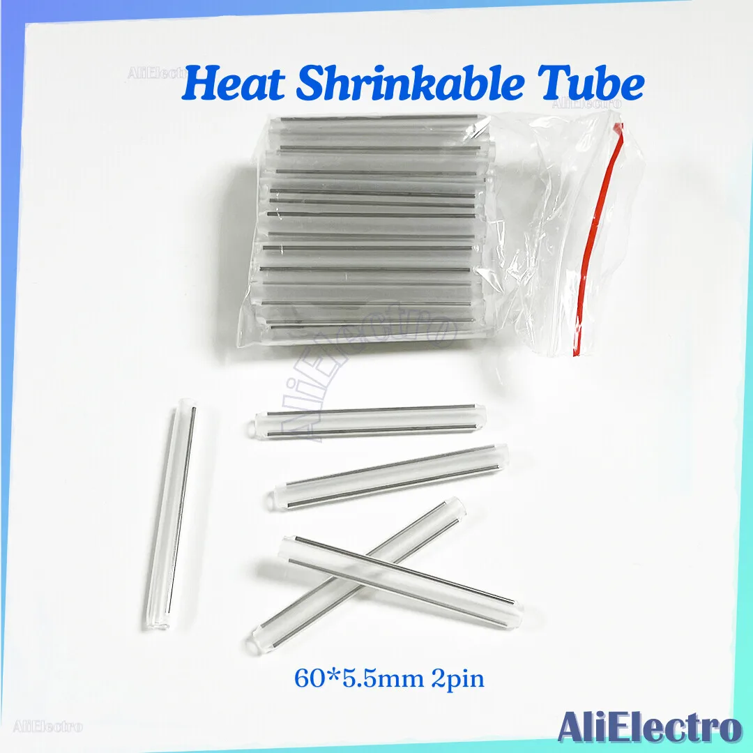 60x5.5mm 2pin 200pcs Double Needle Fiber Heat Shrinkable Tube 60mm FTTH Fiber Fusion Splice Protection Tube Free Shipping