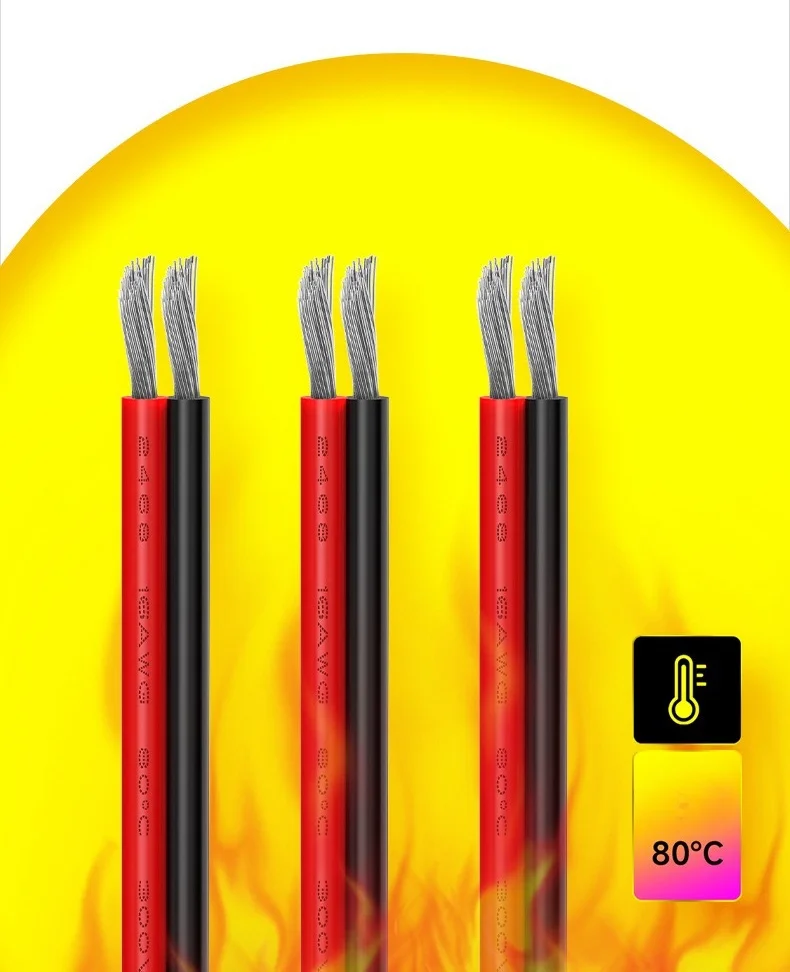 5/10/20M 2468 2 Pins Electrical Wire Tinned Copper Insulated PVC Extension LED Strip Cable 30/28/26/24/22/20/18/16 Gauge AWG