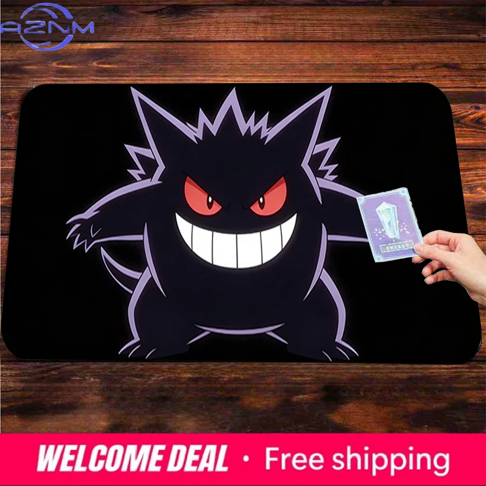 Menacing Black Gengar Silhouette TCG Playmat Non-Slip Washable Gaming Mouse Pad