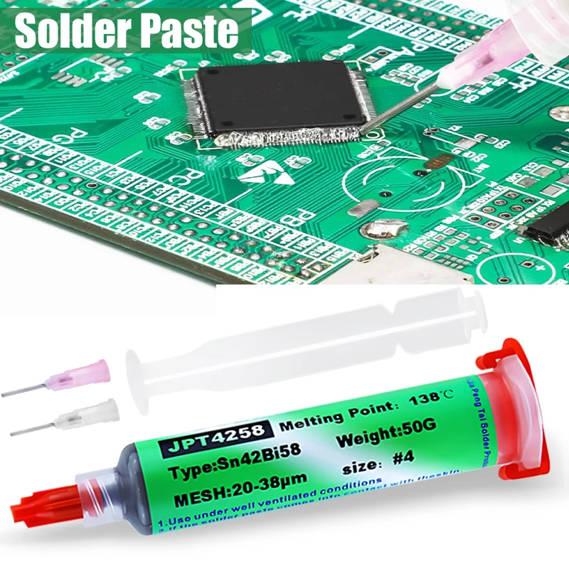 Lead-Free Welding Paste 138℃ Syringe No Clean Solder Paste Sn42bi58 SMD Low Temperature phone Tail Plug Repair Solder Paste