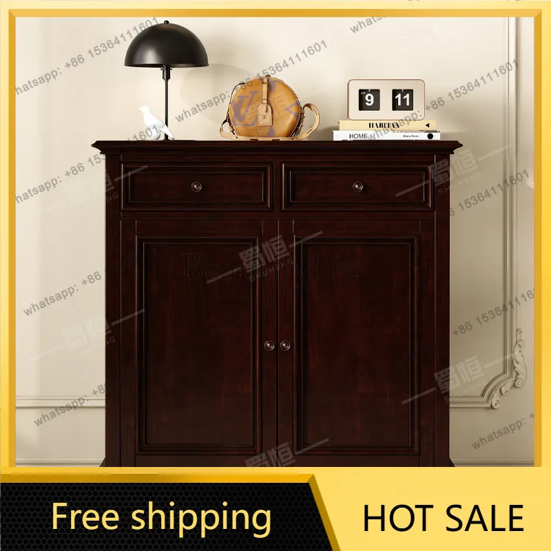 FG American retro pure solid wood living room furniture porch cabinet