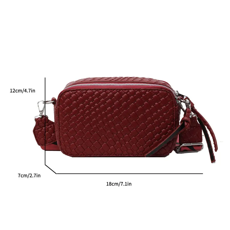 New Fashion Square Handbags for Women Summer Solid Color PU Leather Crossbody Bags Ladies Plaid Shoulder Bags 4 Colors