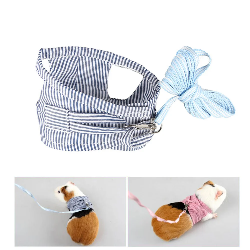 

Small Pet Chest Strap Leash Stripe Pattern Cotton Harness Blue Size L for Hedgehog Guinea Pig Chihuahua Lightweight Pet Supplies