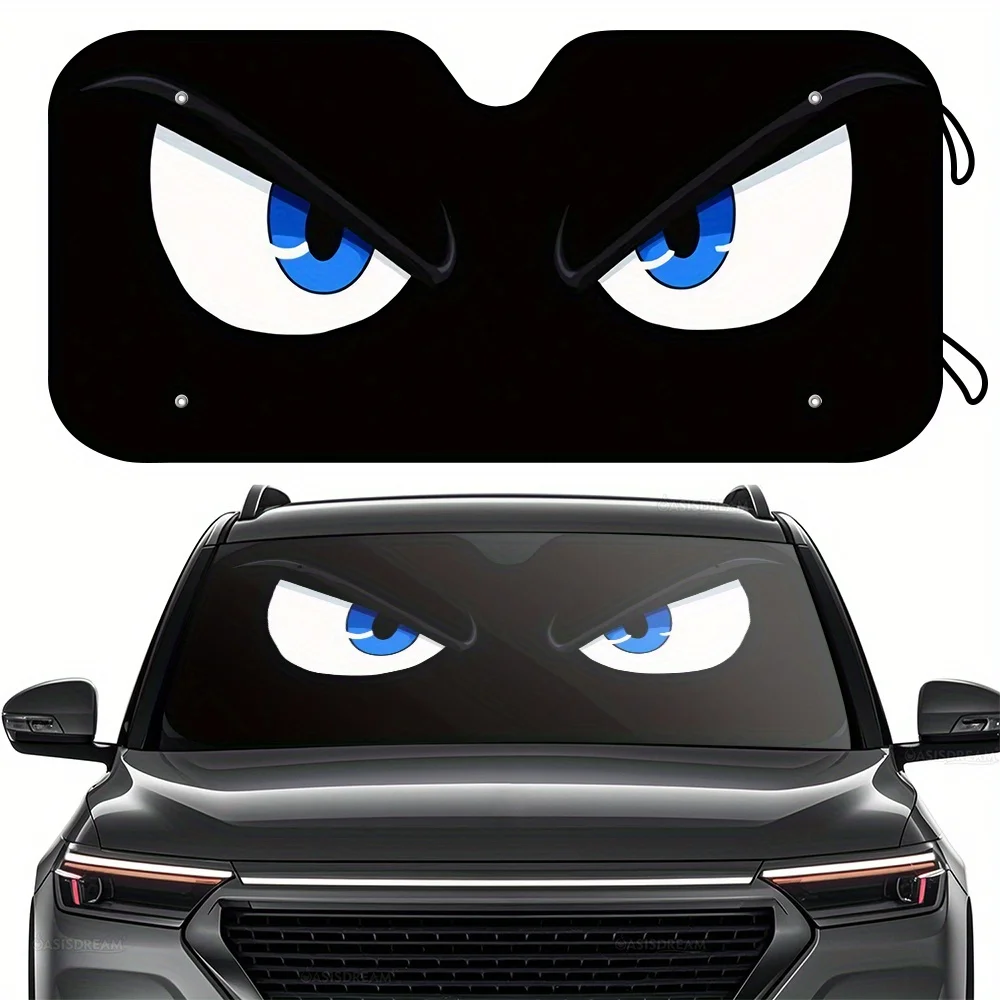 

1 шт. Солнцезащитный козырек на лобовое стекло WILDLAVIE Intense Blue Eyes — УФ-лучи и теплозащитный козырек для автомобиля, 57 x 27,5 дюймов, подходит с 4 присосками, Styli