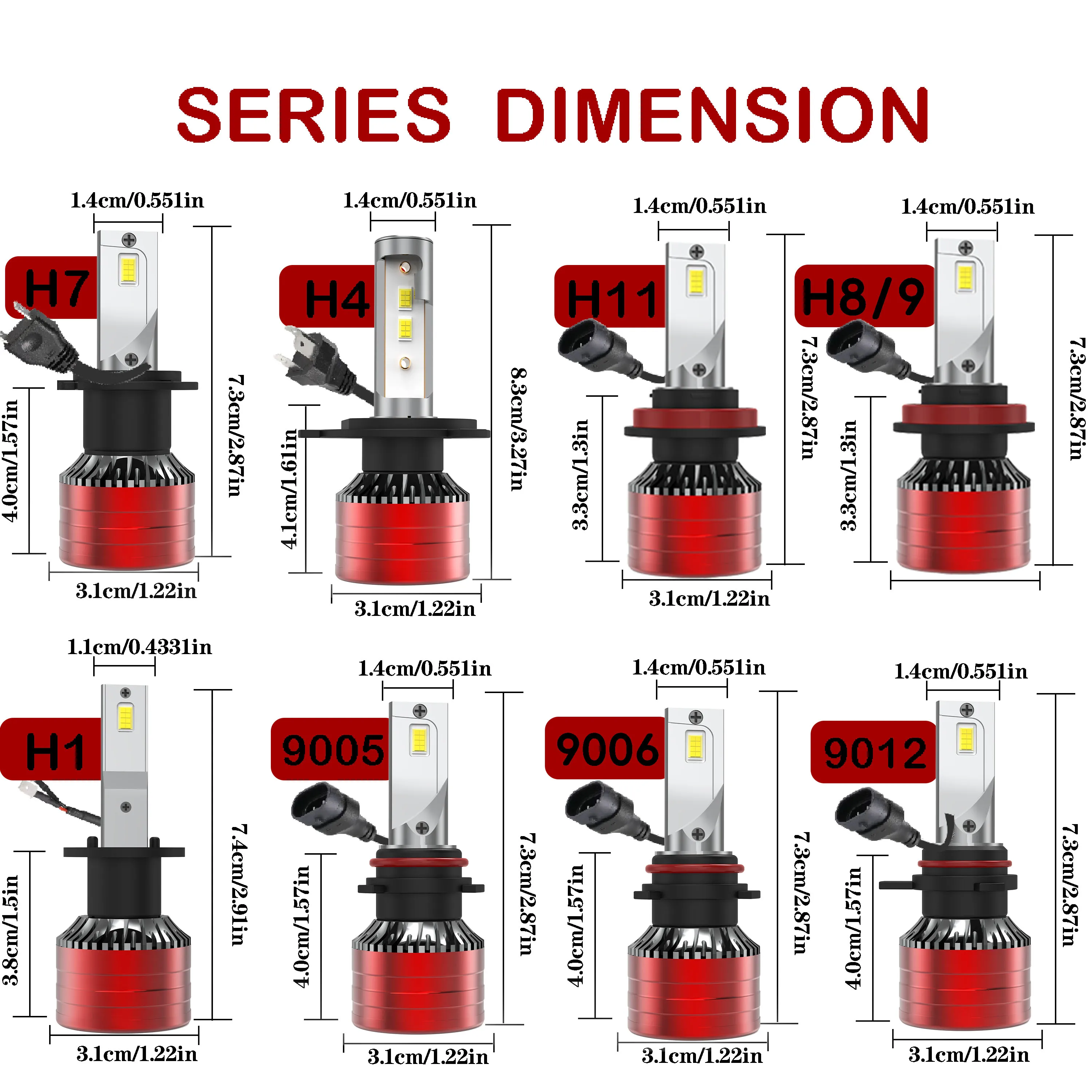 Heyword 2Pcs Car Headlight H4 H7 LED H11 9005 9006 H1 Auto Bulbs 400W 72000000LM Light Lamp 6000K 12V Led Headlight Bulbs