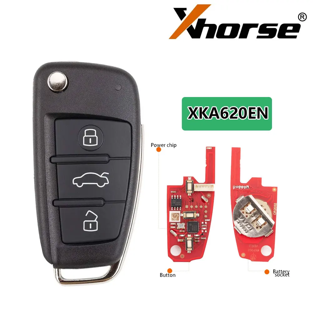 

Xhorse XKA620EN 2nd Generation Wired Remote Key for Audi A6L Q7 Type 3 Buttons universal remote key for VVDI Mini / Key Tool Max
