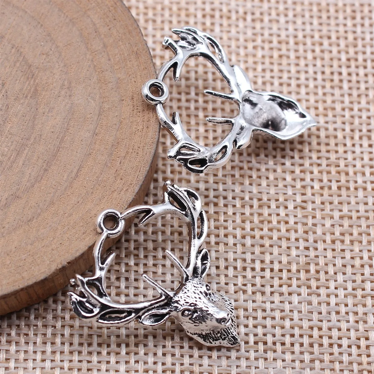 WYSIWYG 10pcs 28x26mm Antique Silver Color Deer Head Charms Pendant For DIY Jewelry Making Handmade Jewelry Craft Findings