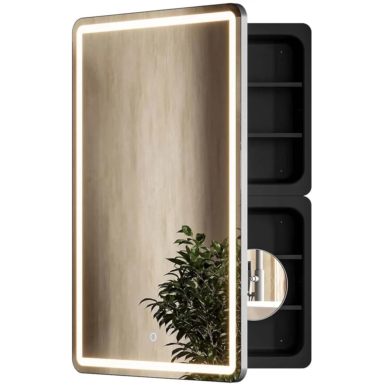 24x36 Inch LED Lighted Medicine Cabinet with Mirror for Bathroom, Wall Mounted or Recessed Mirror Cabinet with 3X, Customized