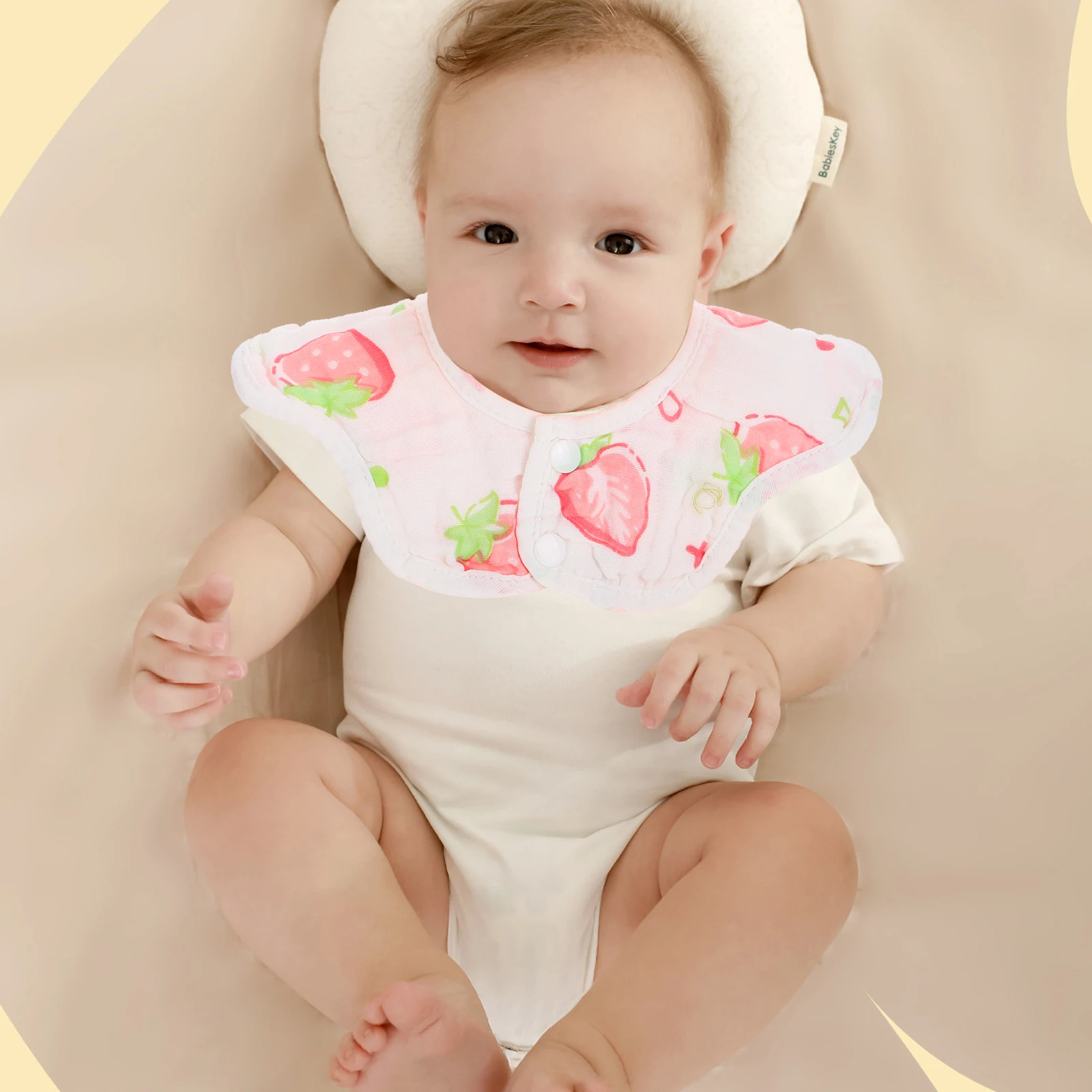 

2pcs Cotton Gauze Bibs Soft Absorbent Drool Bandana Baby Apron Strawberry Muslin Teething Infant FeedingToddlerBoyGirl