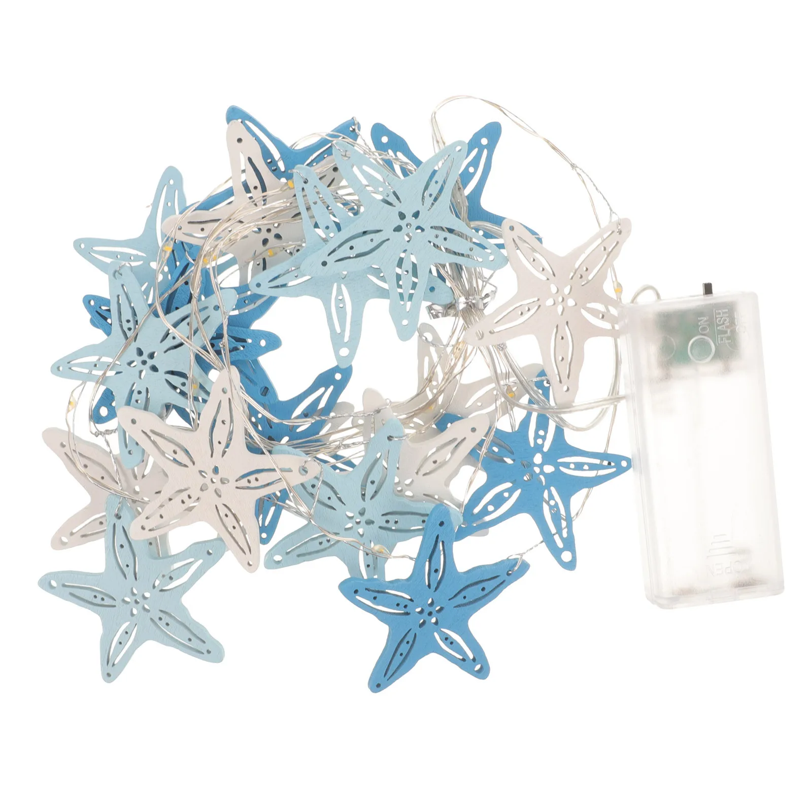 

20 LED Wooden Sea Star String Lights 2m Copper Wire Nautical Party Decor Ocean Theme Fairy Light String Light