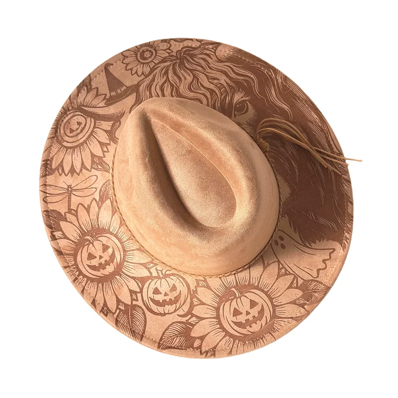 Suede Hat Laser hat Fedora Burned hat Early Autumn/Winter Collection featuring pyrography and burn effect detailing artisanal