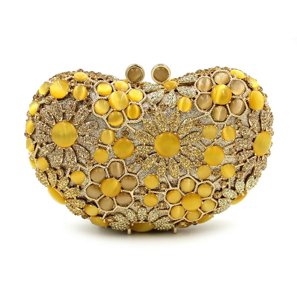 Wholesales Luxury Rhinestone Colorful Large Crystal Inlaid Metal Chain Shoulder Bag Ladies Luxury Evening Clutch Bag