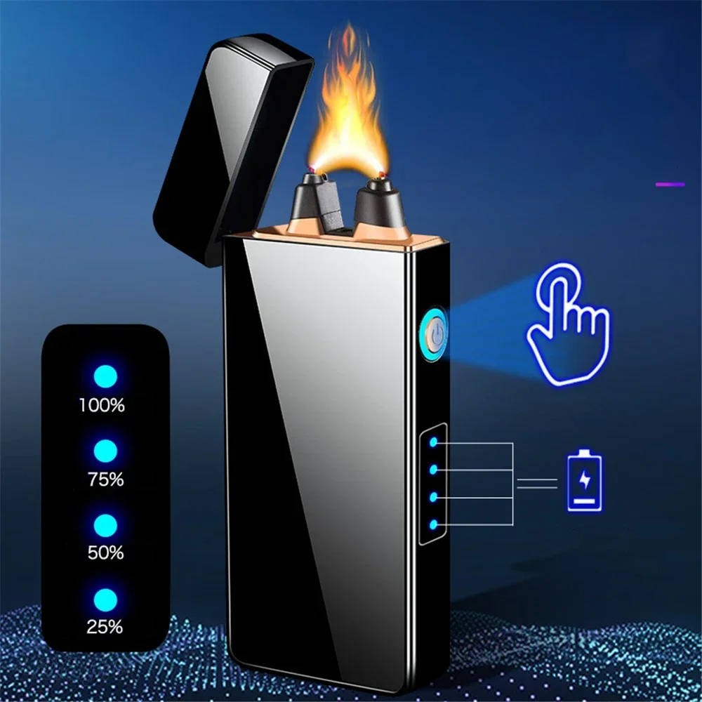 New Super Large Arc Lighter Rechargeable Big Flame Large Battery Capacity Windproof USB Electronic Lighter Smoking Accessories